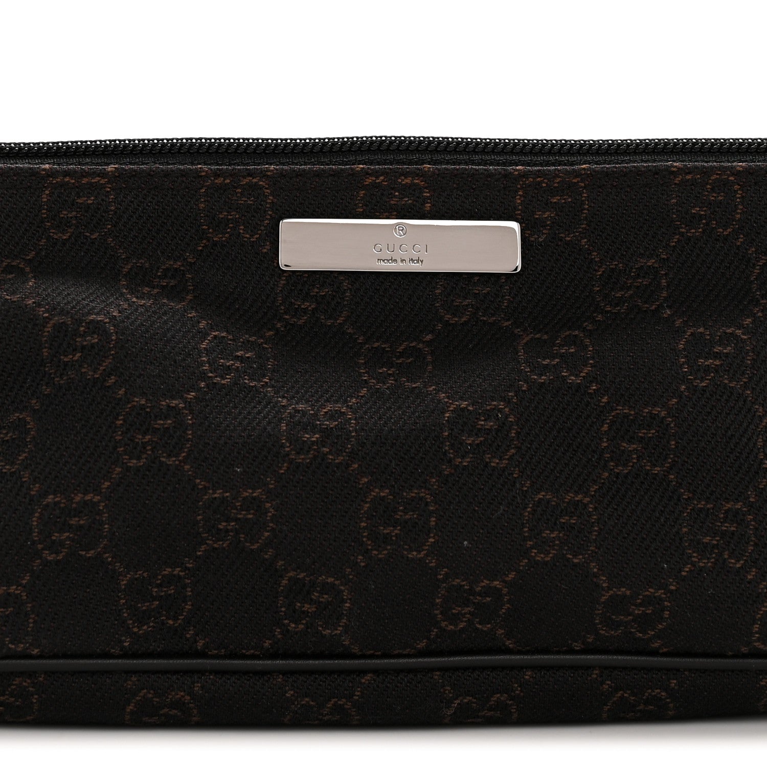 Gucci Denim Monogram Boat Pochette Dark Brown 8 of 13