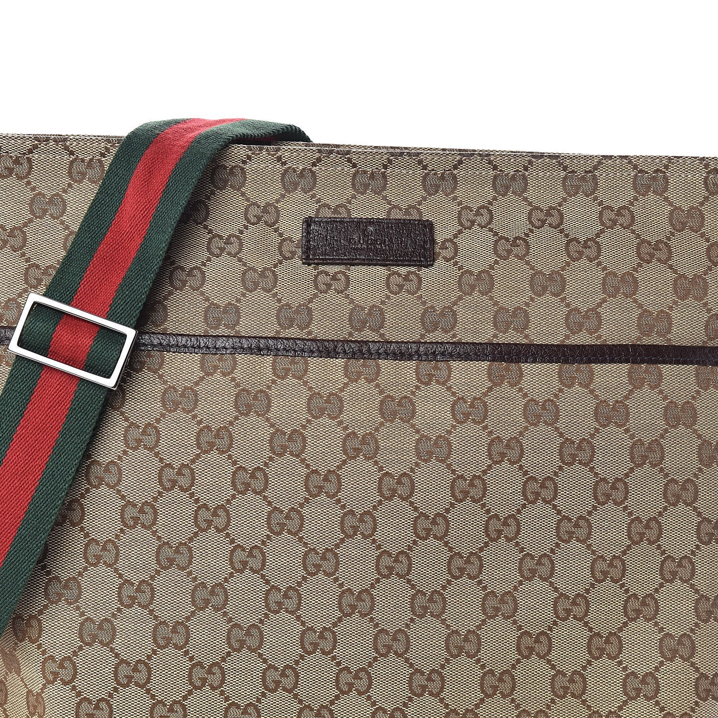 Monogram Web Medium Flat Messenger Bag Brown