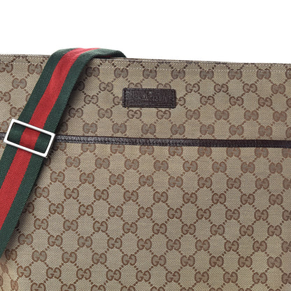 Gucci Monogram Web Medium Flat Messenger Bag Brown 7 of 9