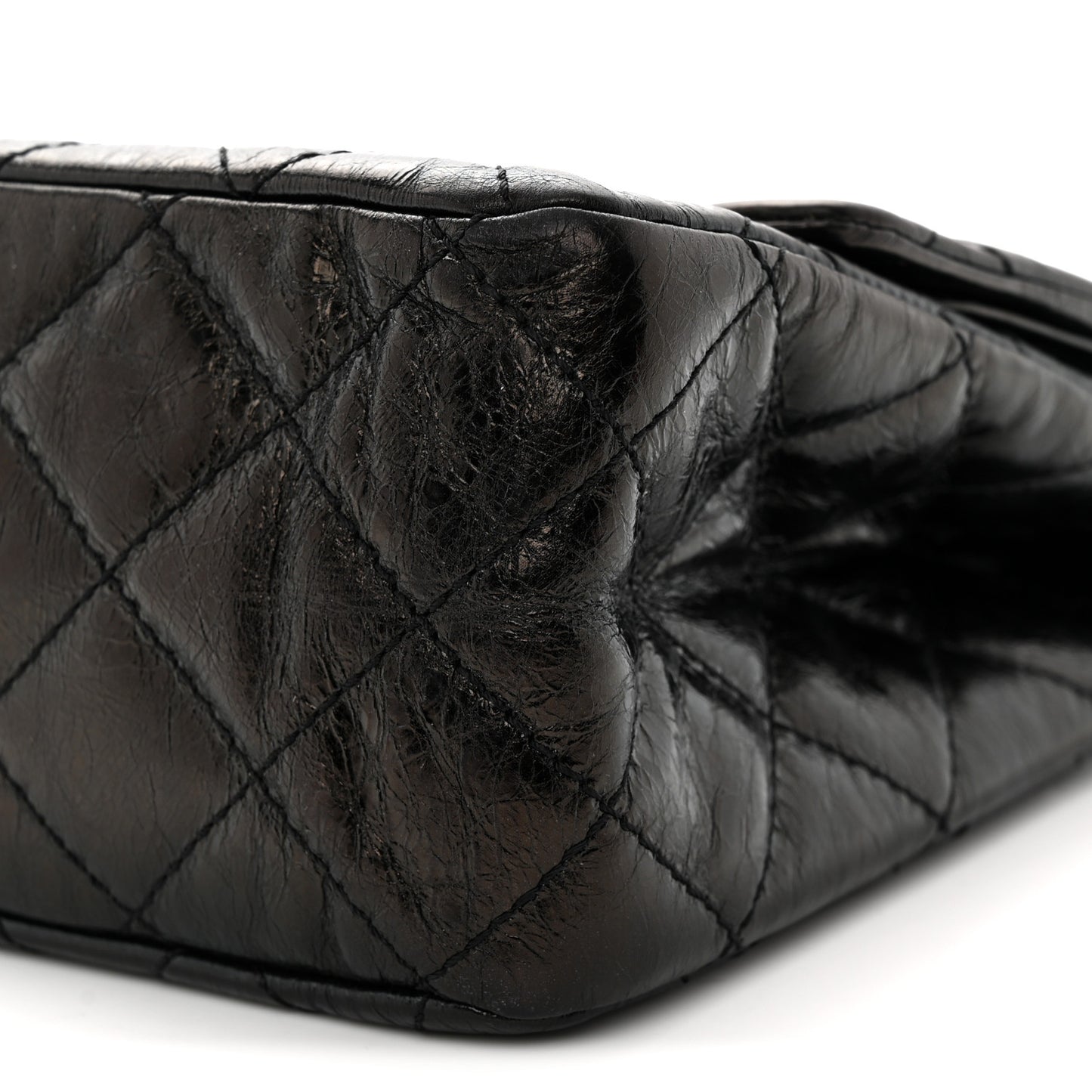 Metallic Aged Calfskin Quilted 2.55 Reissue 227 Flap Black