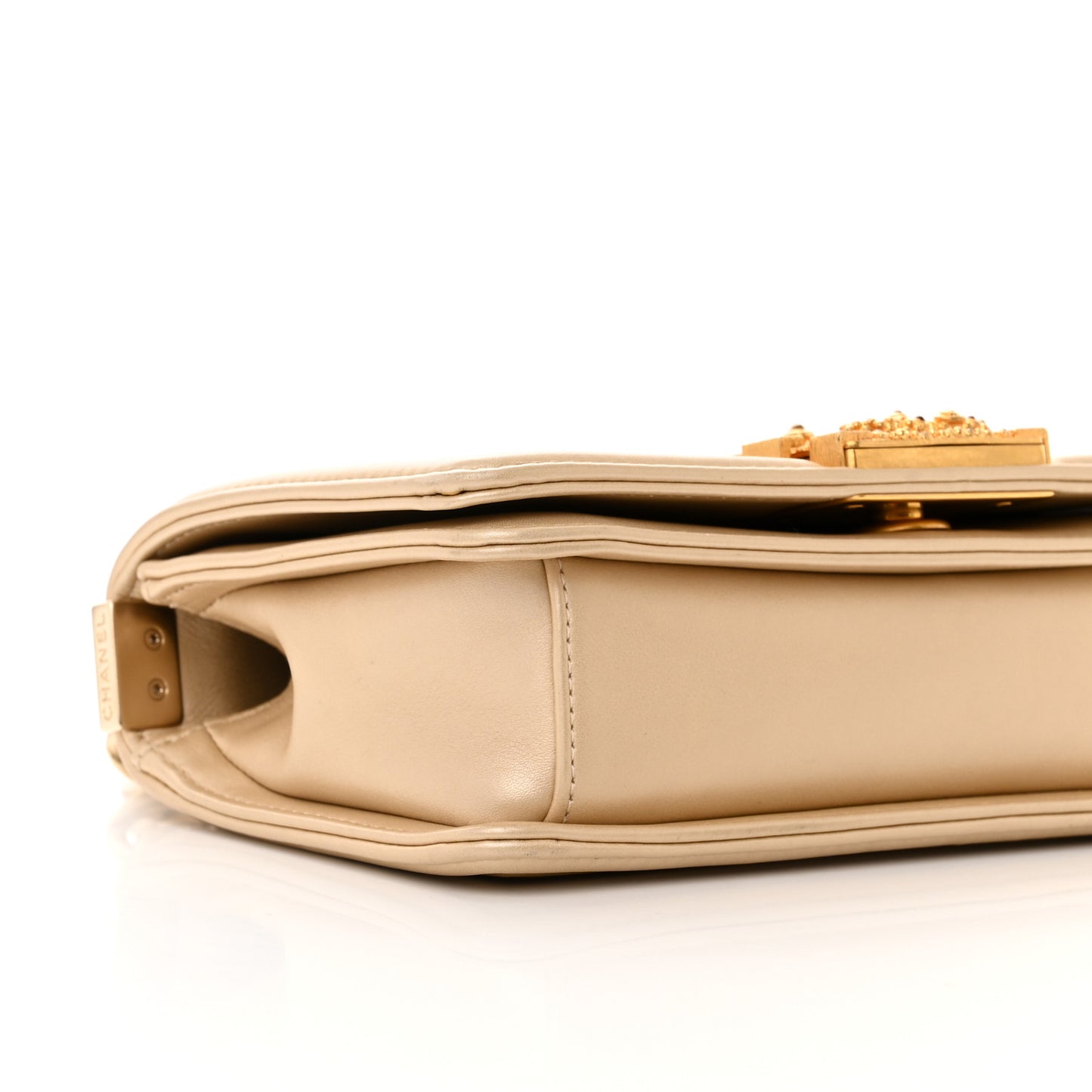 Snakeskin Calfskin Small Boy Flap Gold