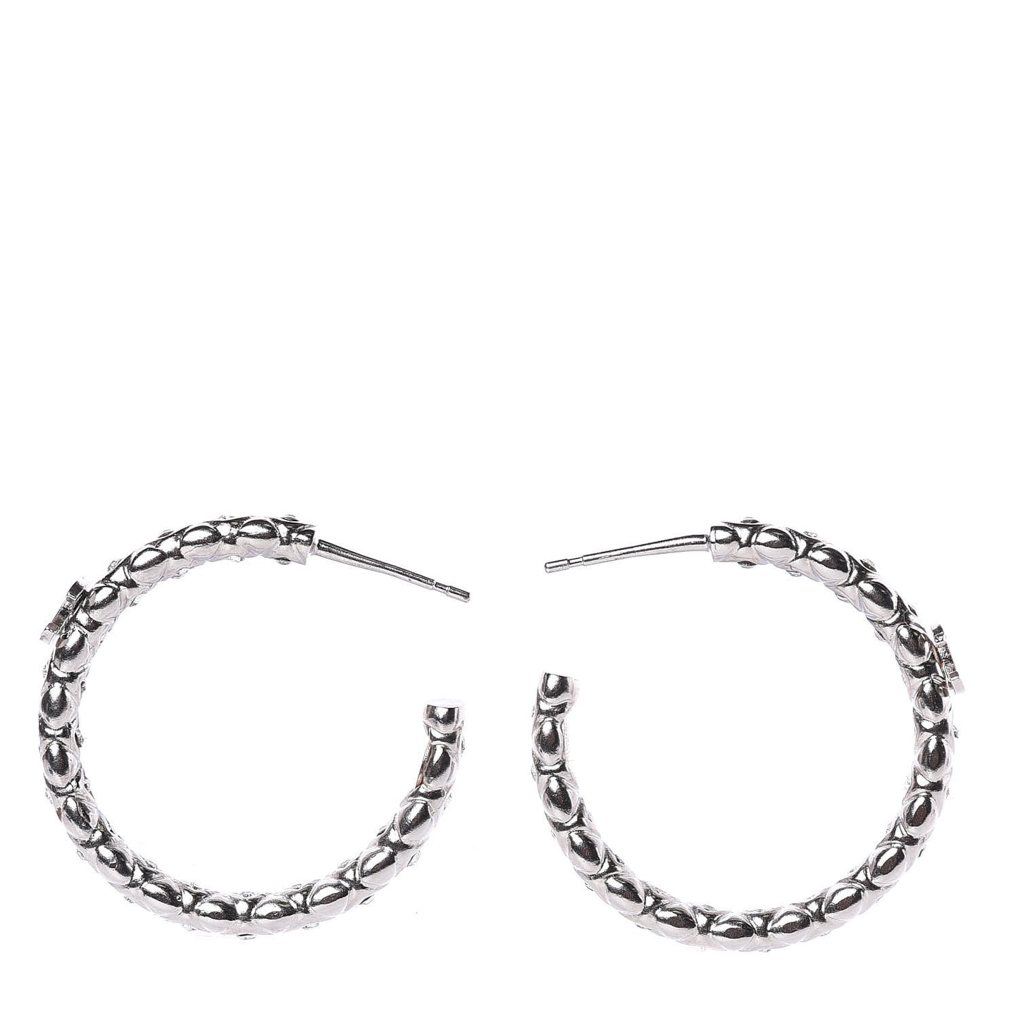 Crystal CC Hoop Earrings Silver