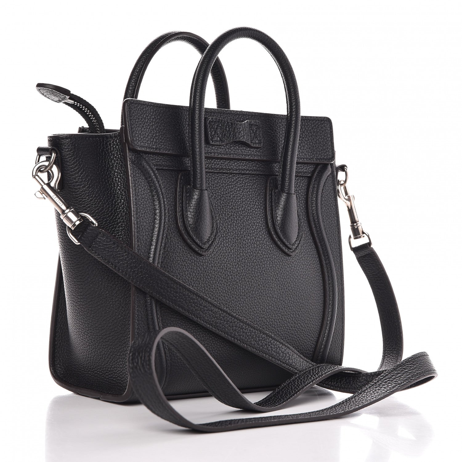 Celine Drummed Calfskin Nano Luggage Black 3 of 8