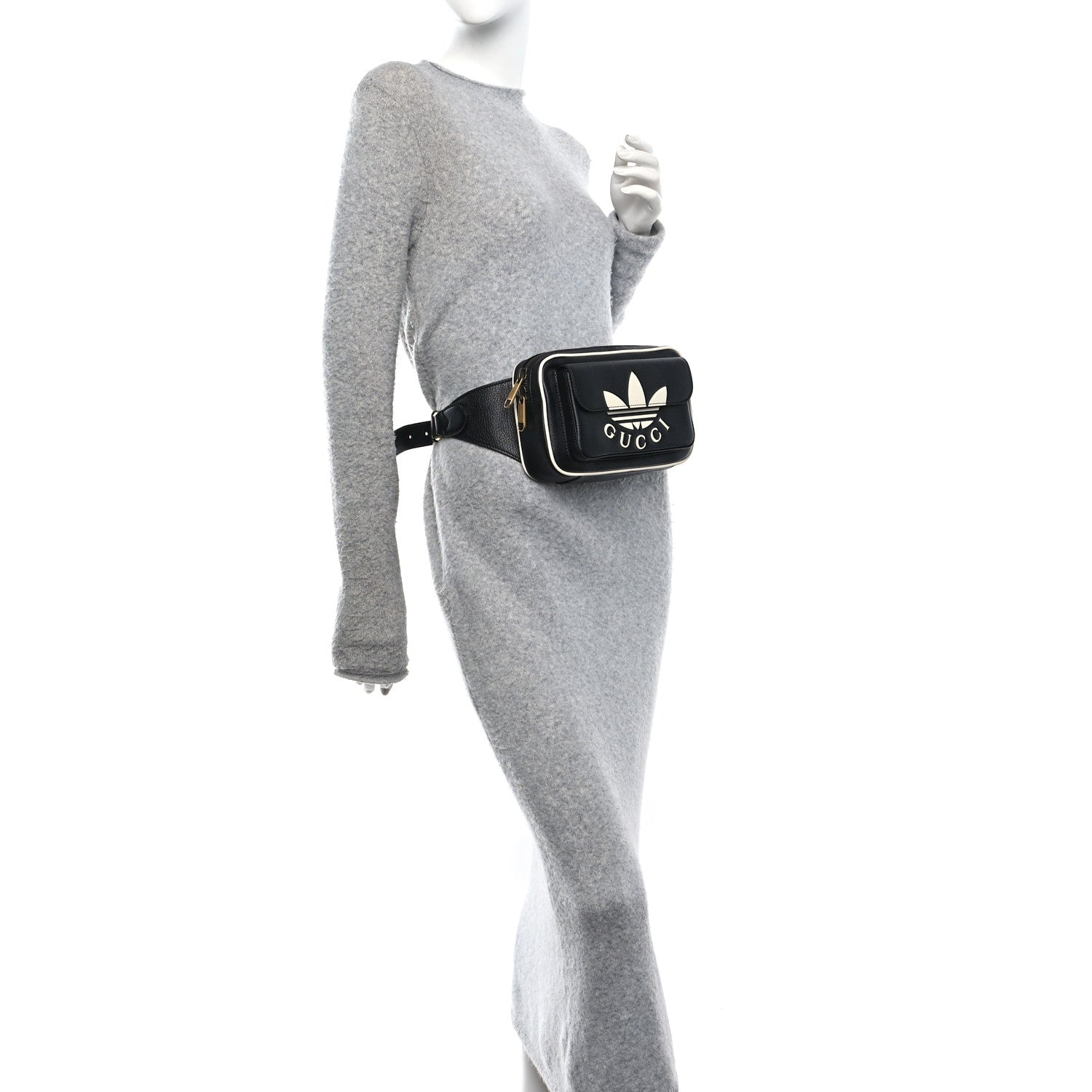 Gucci X ADIDAS Textured Dollar Calfskin Belt Bag Black 2 of 10