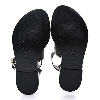 Louis Vuitton Soft Calfskin Perforated Horizon Flat Sandals 36 Black 5 of 8