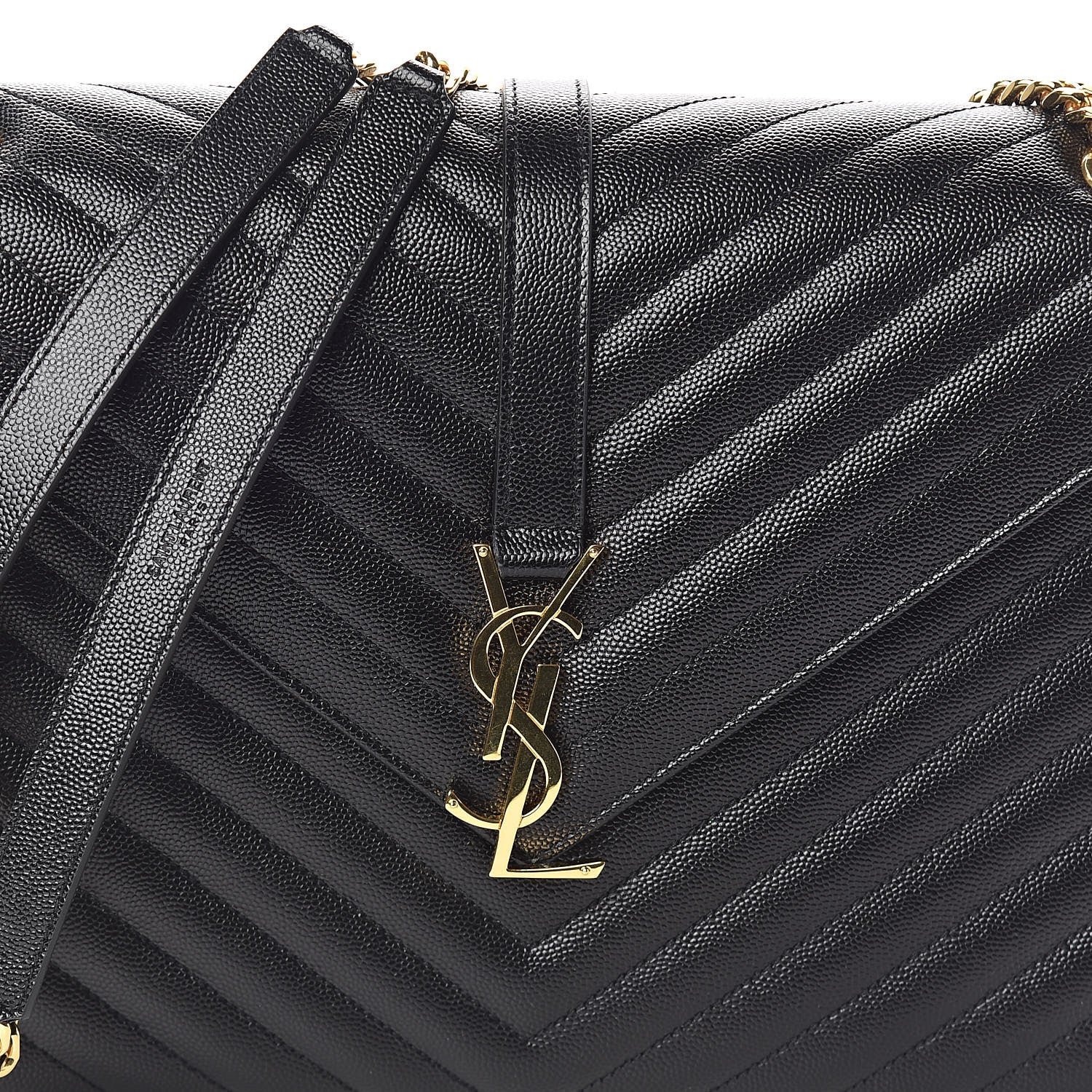Saint Laurent Grain De Poudre Matelasse Chevron Large Monogram Satchel Black 6 of 9
