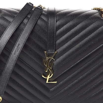 Saint Laurent Grain De Poudre Matelasse Chevron Large Monogram Satchel Black 6 of 9