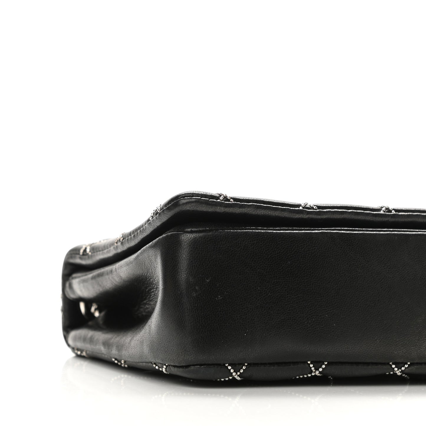 Lambskin Studded Medium Metal Beauty Flap Black