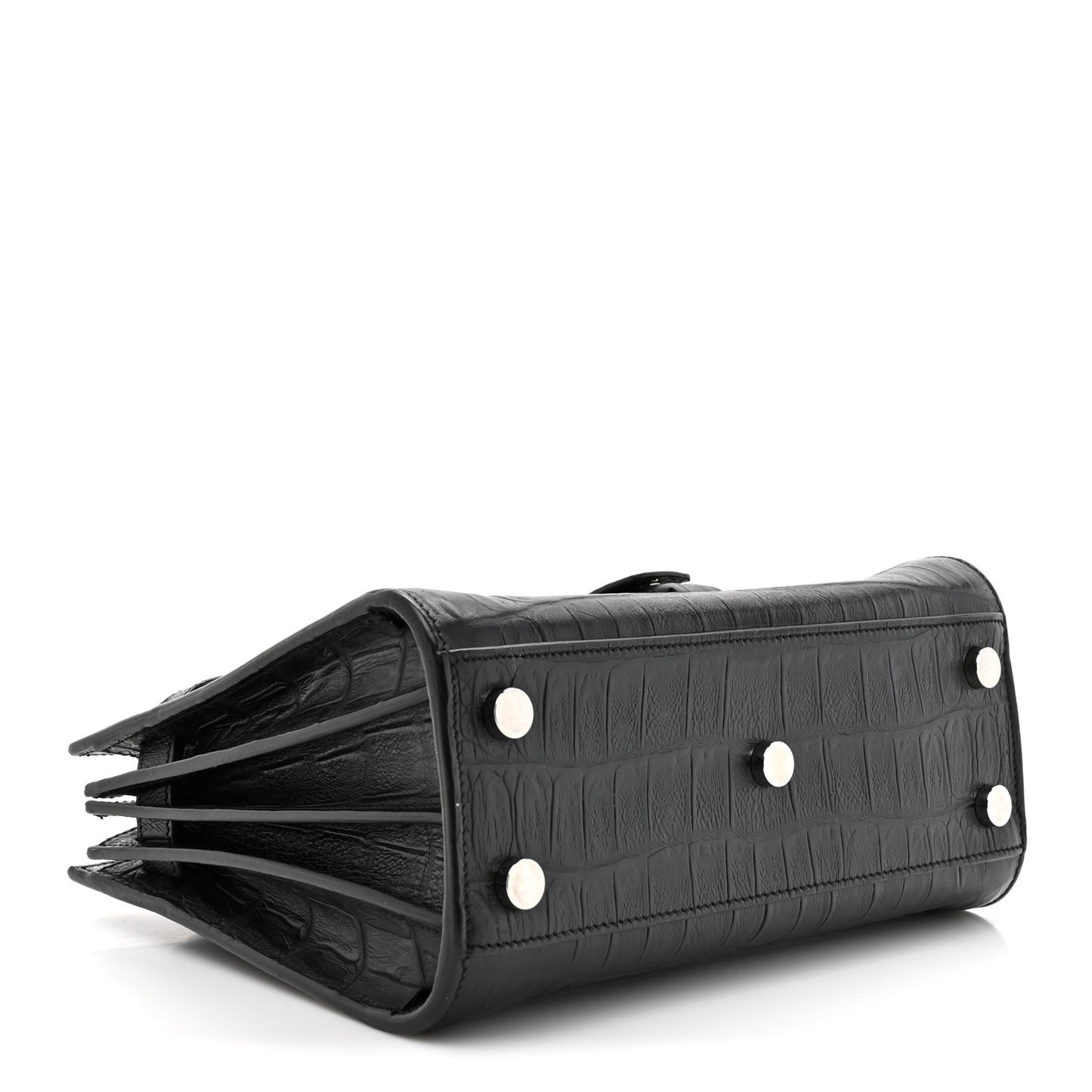 Calfskin Crocodile Embossed Nano Sac De Jour Black