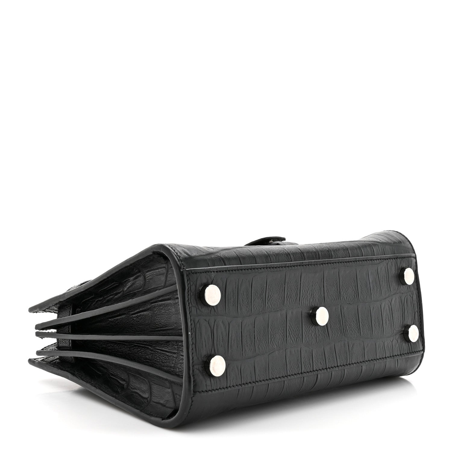 Saint Laurent Calfskin Crocodile Embossed Nano Sac De Jour Black 4 of 13
