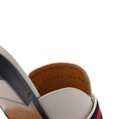 Gucci Calfskin Web Womens Peyton GG Slippers 36.5 White 9 of 13