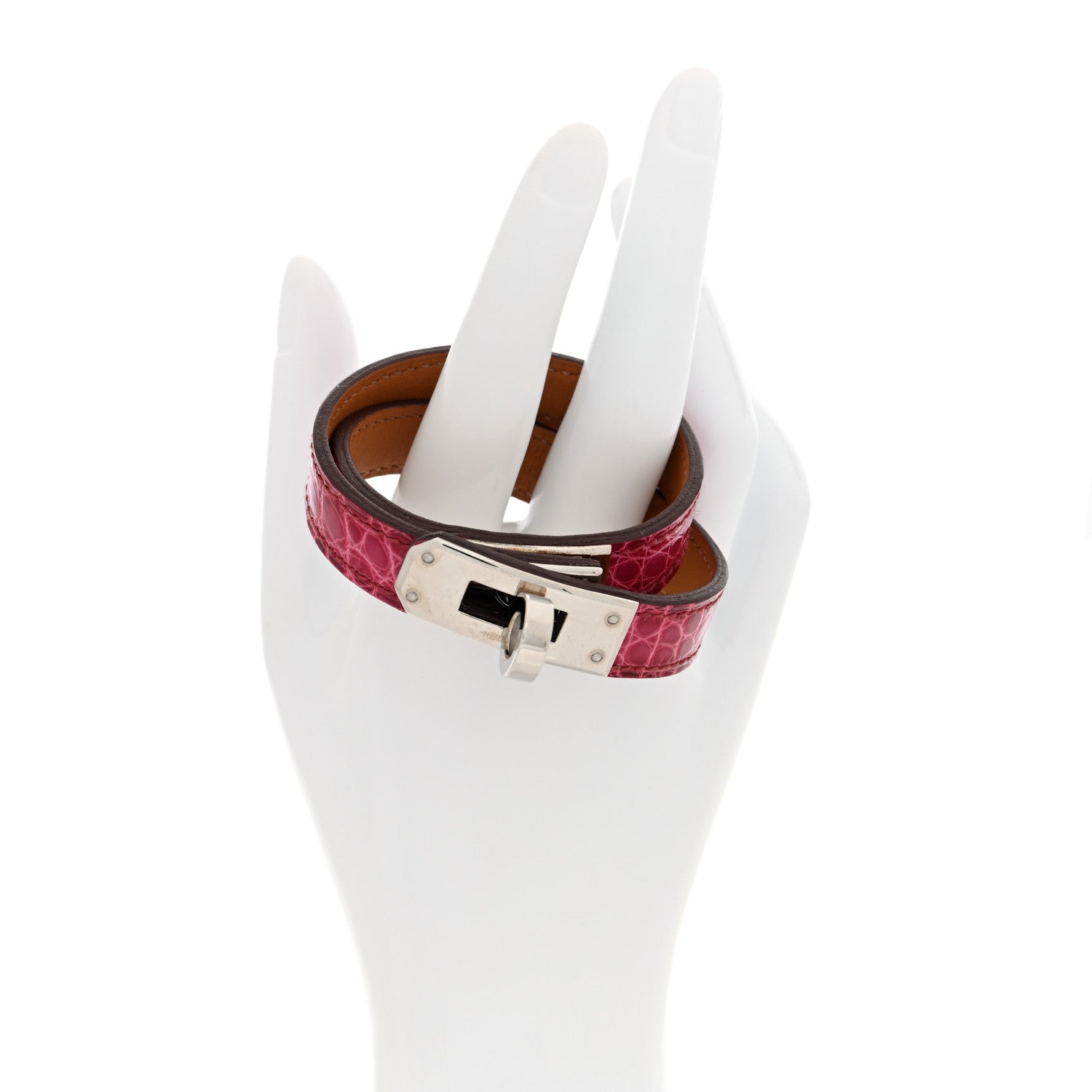 Hermes Shiny Alligator Kelly Double Tour Bracelet S Fuchsia 2 of 6