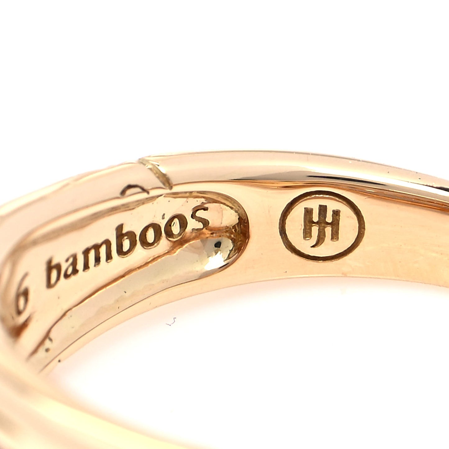 18K Yellow Gold Diamond 3 Row Bamboo Band Ring 54 7
