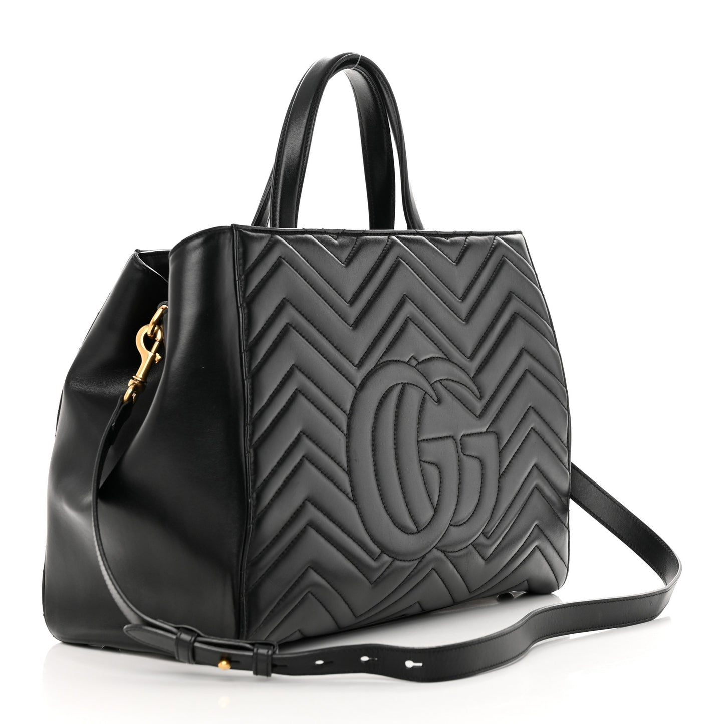 Calfskin Matelasse Medium GG Marmont Tote Black