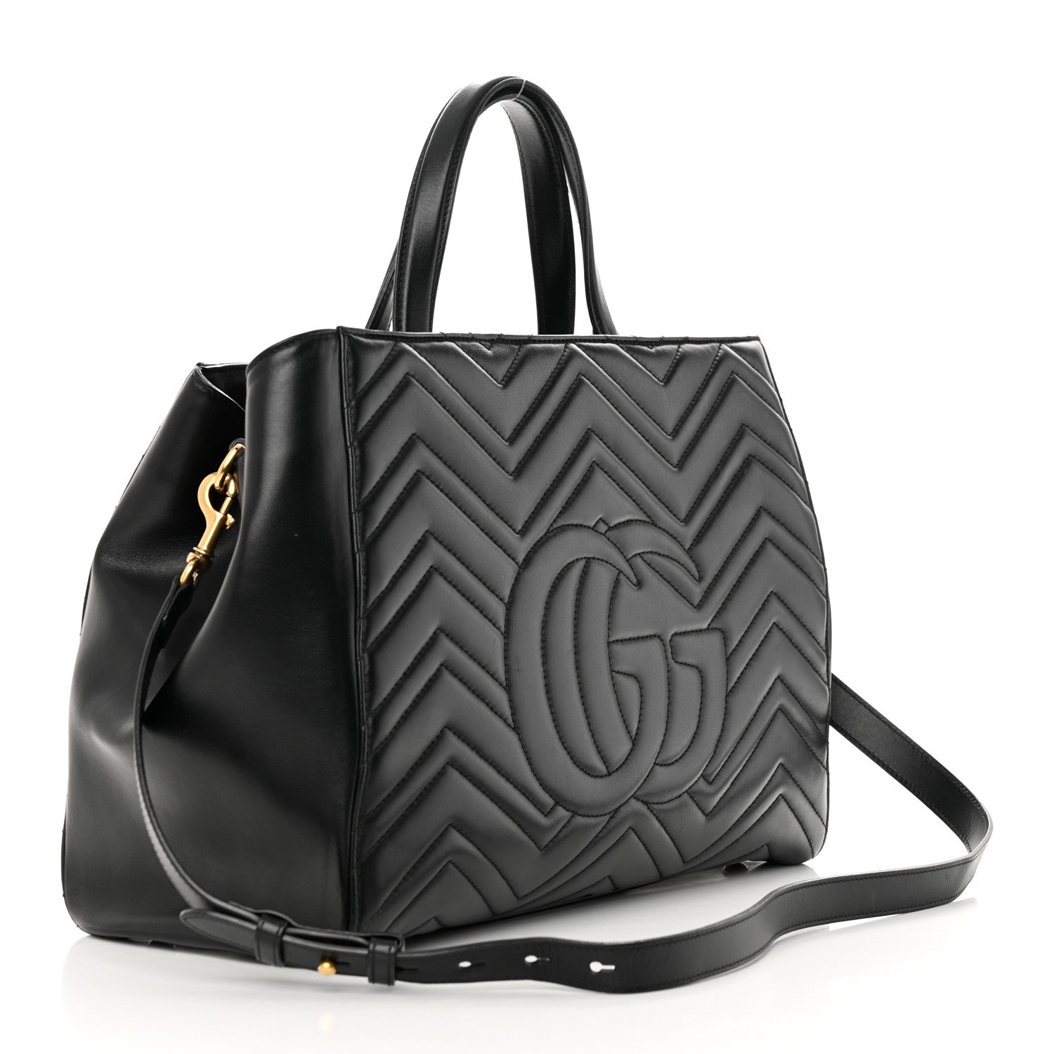 Gucci Calfskin Matelasse Medium GG Marmont Tote Black 3 of 24