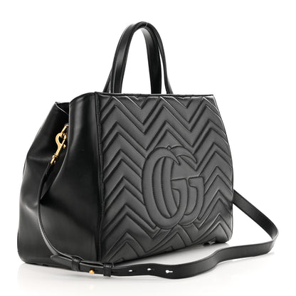 Gucci Calfskin Matelasse Medium GG Marmont Tote Black 3 of 24