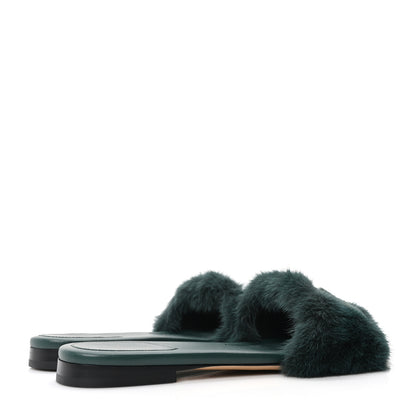 Fendi Mink FF Baguette Slide Sandals 39 Sage 5 of 9