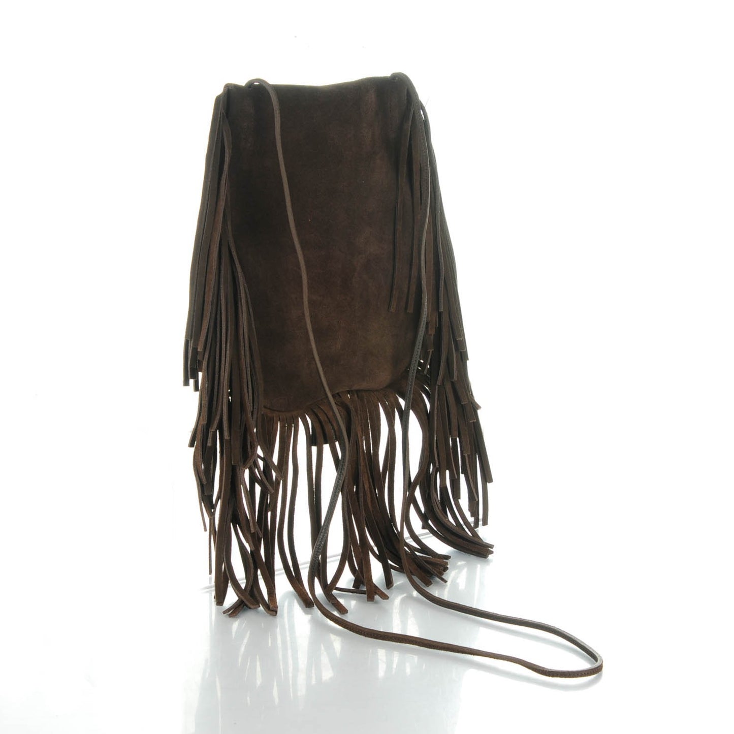 Suede Fringe Flat Anita Crossbody Bag Coffy Marrone