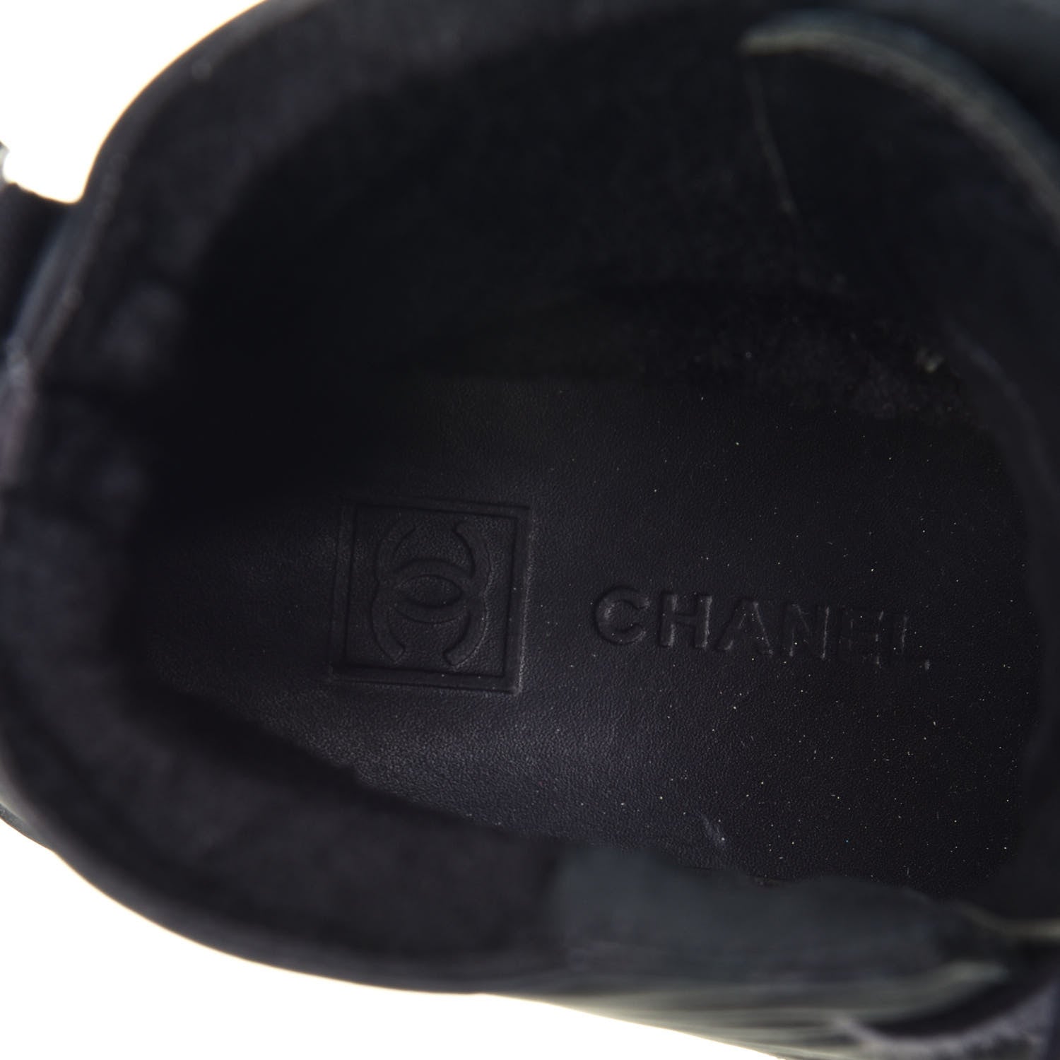 Chanel Calfskin Suede Quilted Lace Up Combat Boots 38 Black 7 of 8