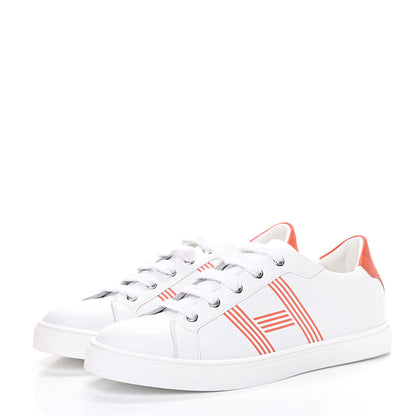 Hermes Calfskin Womens Advantage Sneakers 41 White Orange 3 of 8