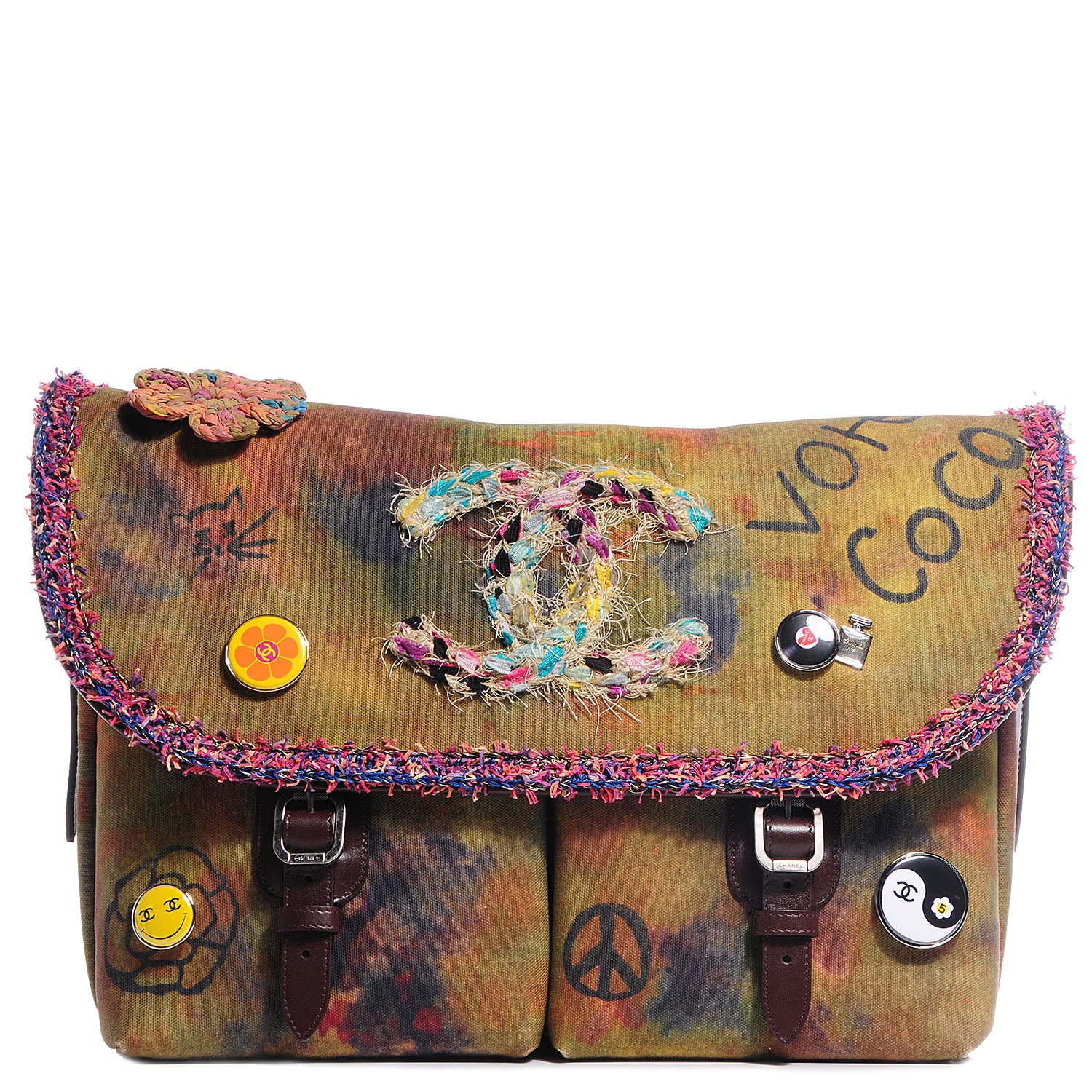 Chanel Washed Toile Large Graffiti On The Pavements Messenger Khaki Multicolor 1 of 9