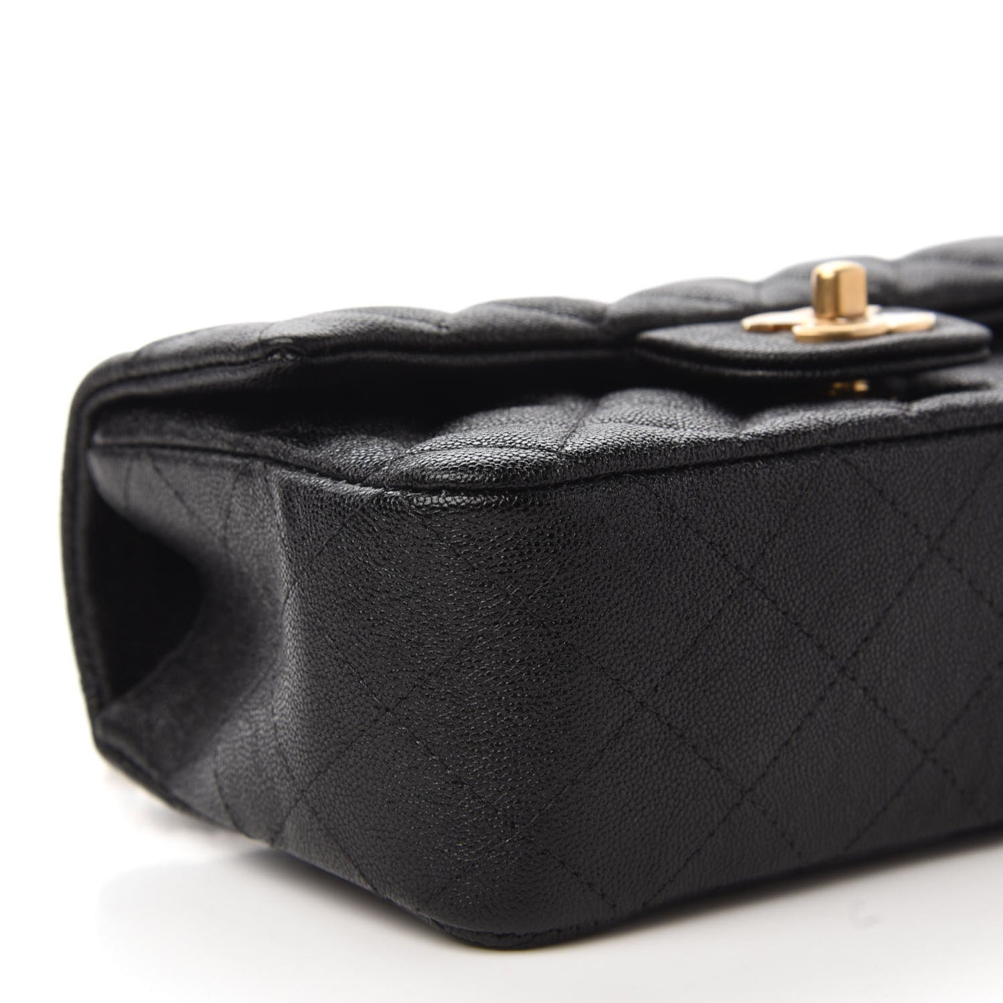Caviar Quilted Mini Top Handle Rectangular Flap Black