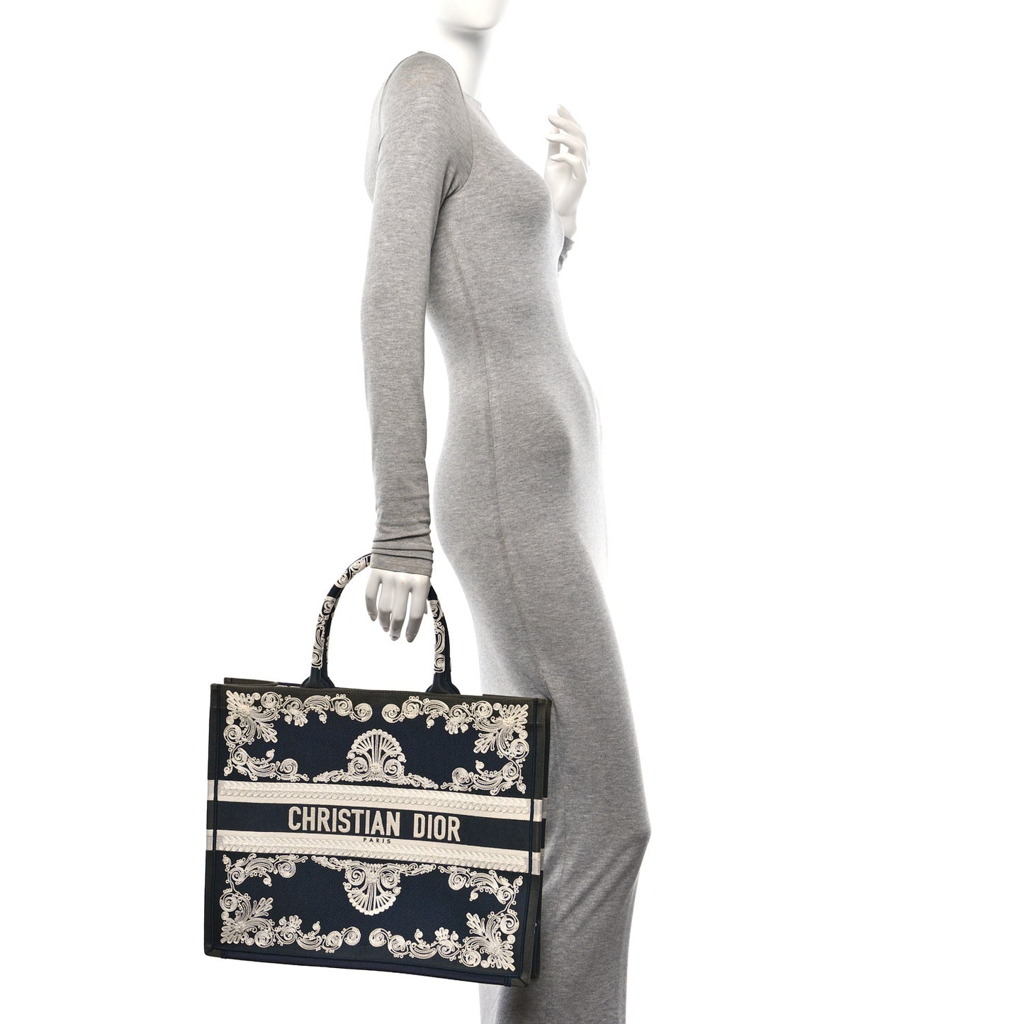 Canvas Embroidered Cornely Book Tote Blue White