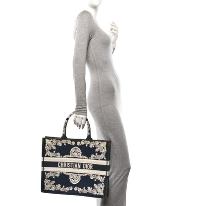 Christian Dior Canvas Embroidered Cornely Book Tote Blue White 2 of 10