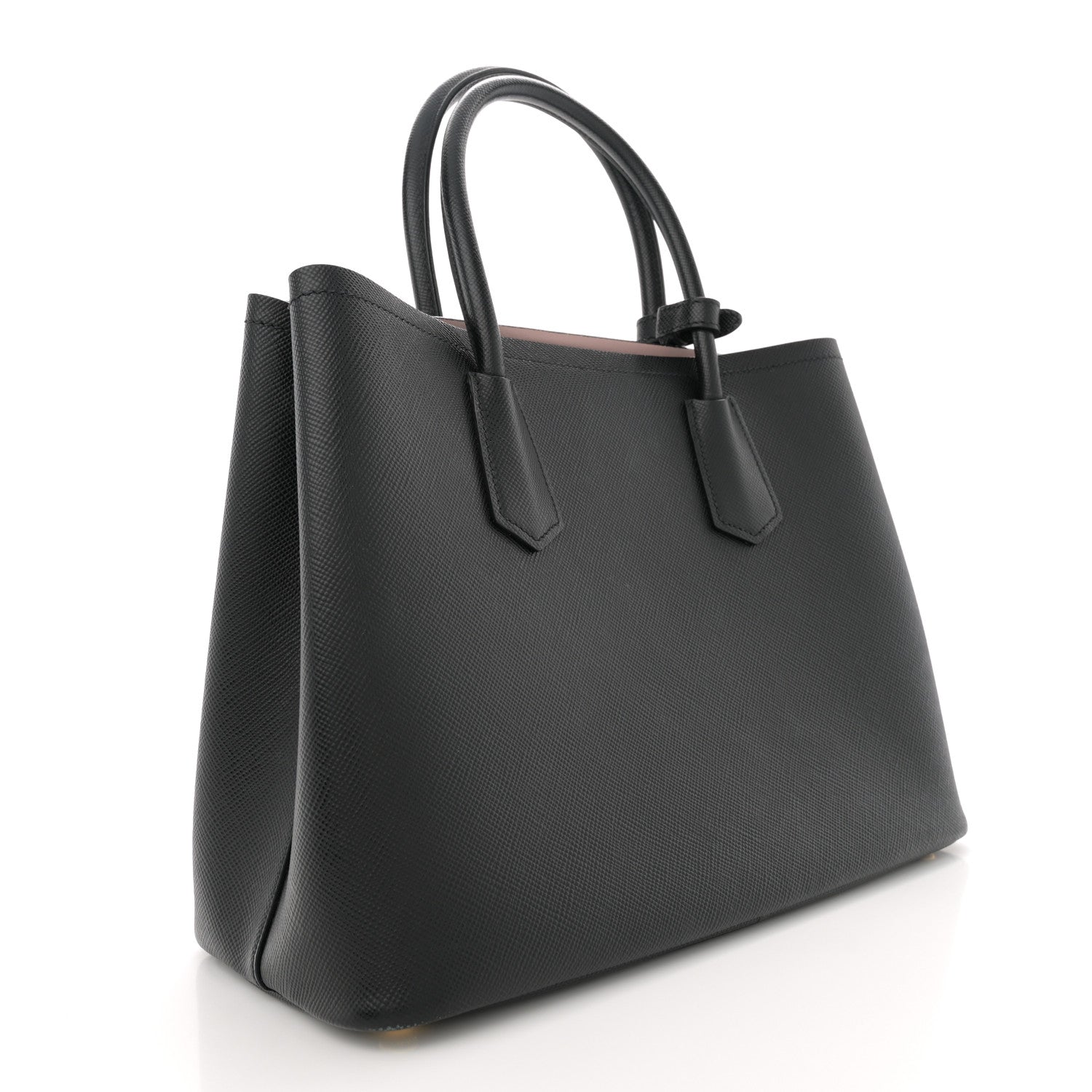 Prada Saffiano Cuir Medium Double Bag Black Mughetto 3 of 13