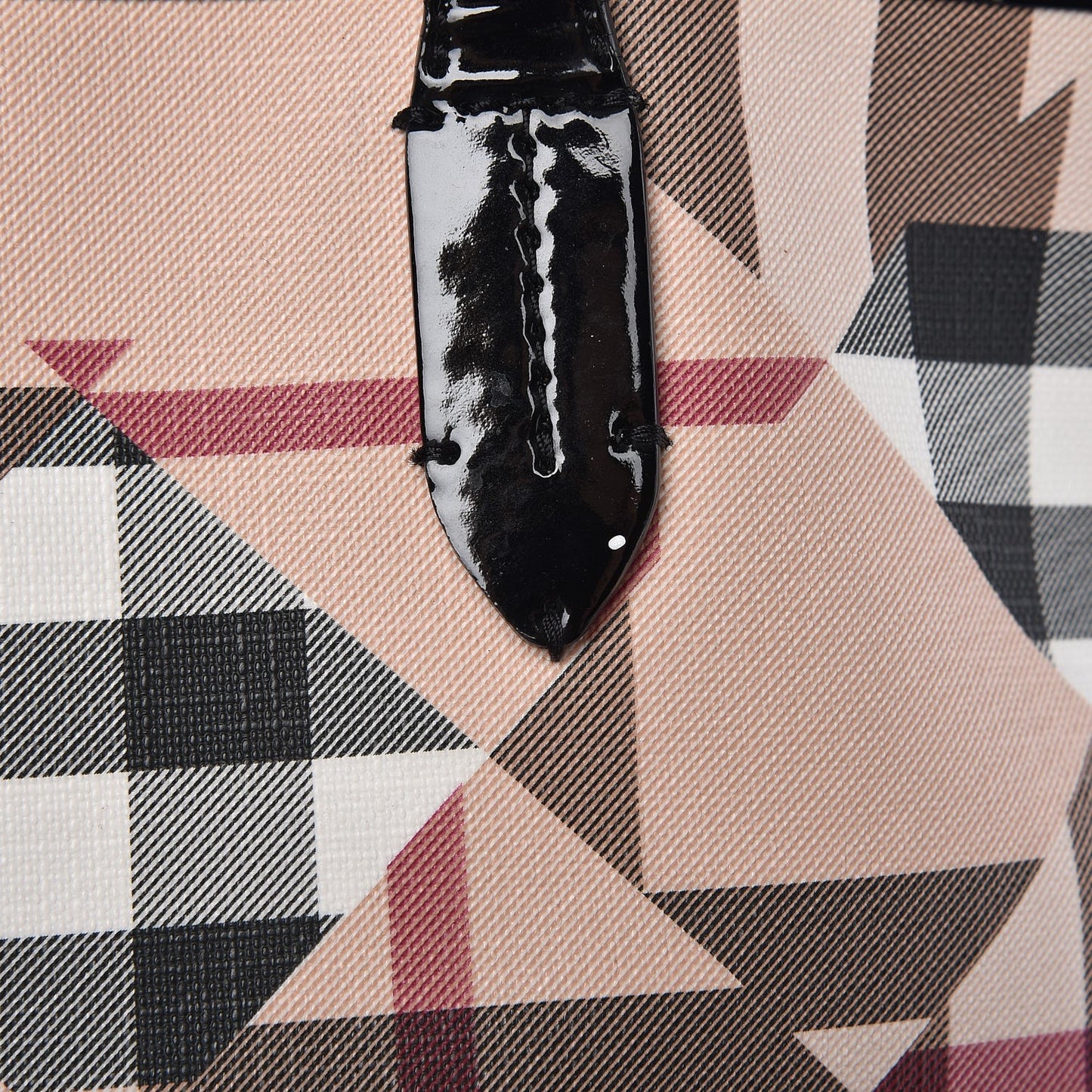 Patent Trim Patchwork Check Small Tote Black