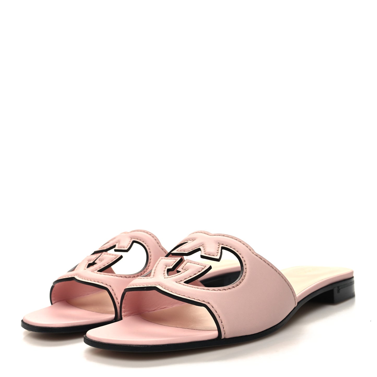 Cosmos Softy Calfskin Interlocking G Cut Out Slide Sandals 39 Pastel Pink