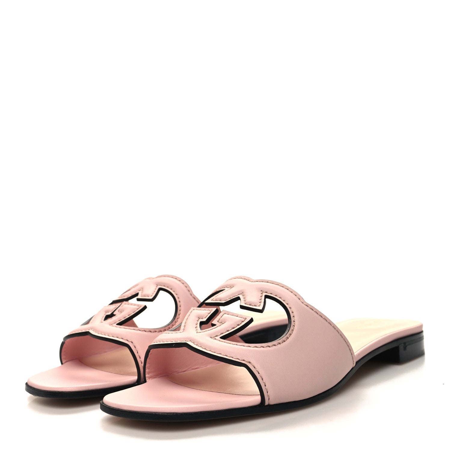 Gucci Cosmos Softy Calfskin Interlocking G Cut Out Slide Sandals 39 Pastel Pink 3 of 8