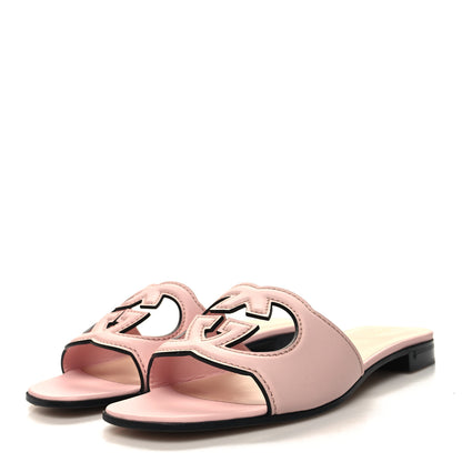 Gucci Cosmos Softy Calfskin Interlocking G Cut Out Slide Sandals 39 Pastel Pink 3 of 8