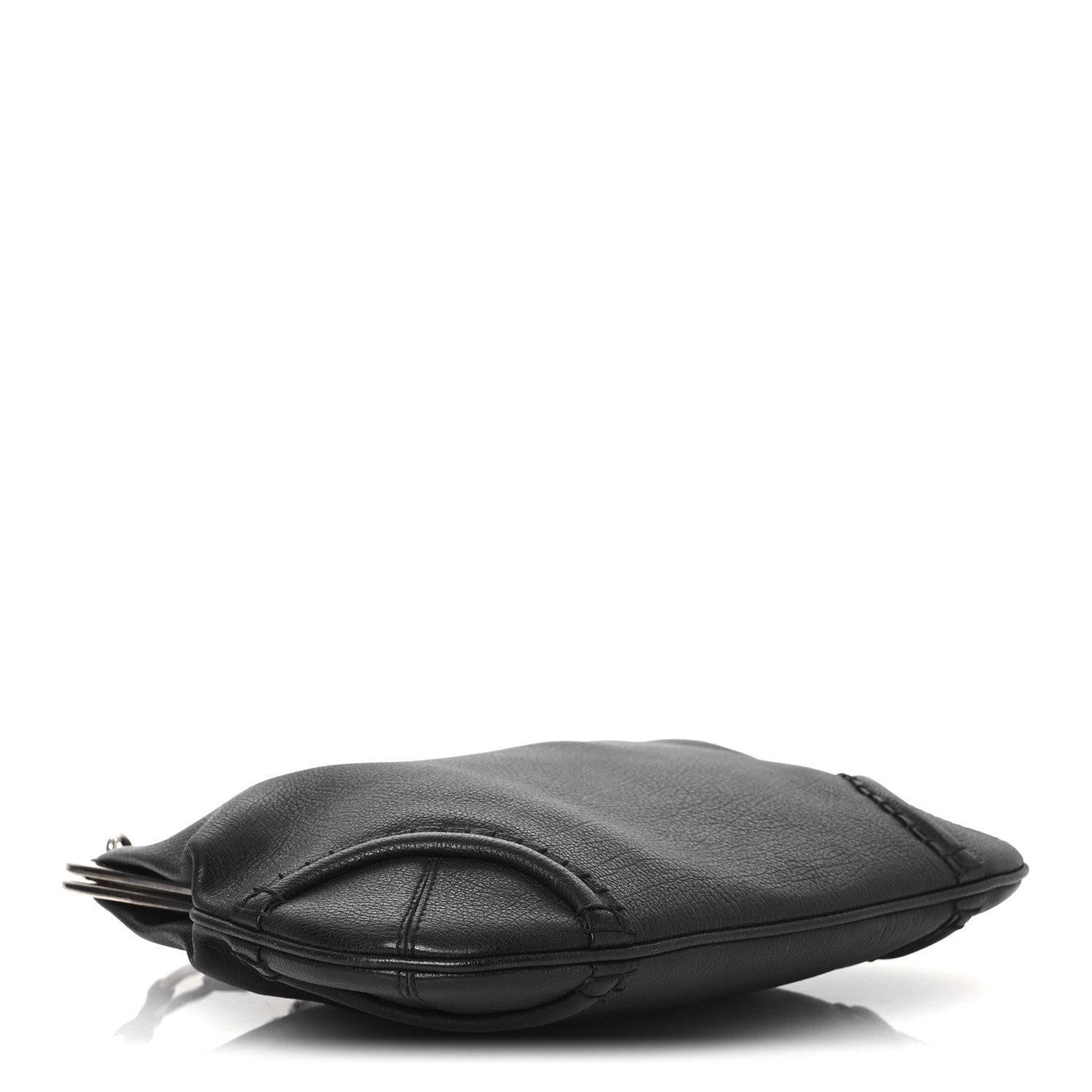 Burberry Goatskin Kiss Lock Frame Shoulder Bag Black 4 of 14