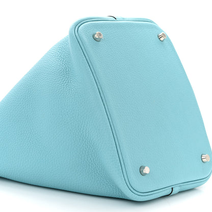 Hermes Taurillon Clemence Picotin Lock 22 MM Bleu Atoll 9 of 11