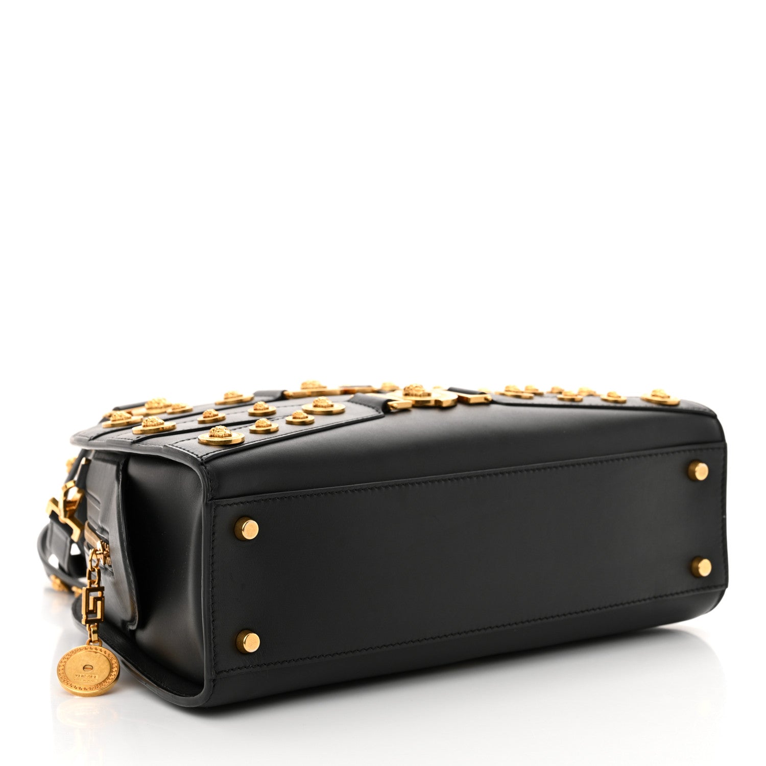 Versace Calfskin Medallion Tribute Bowling Bag Black 4 of 11