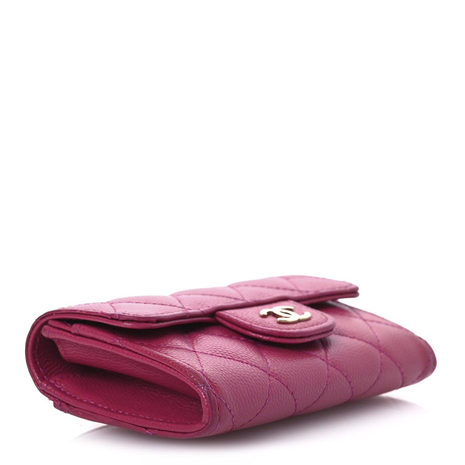 Chanel Caviar Quilted Flap Card Holder Wallet Dark Pink 4 of 11