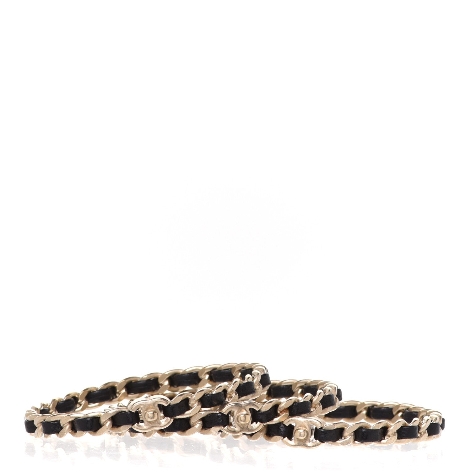 Chanel Lambskin Chain Turnlock CC Bangle Set of 3 Black 4 of 6
