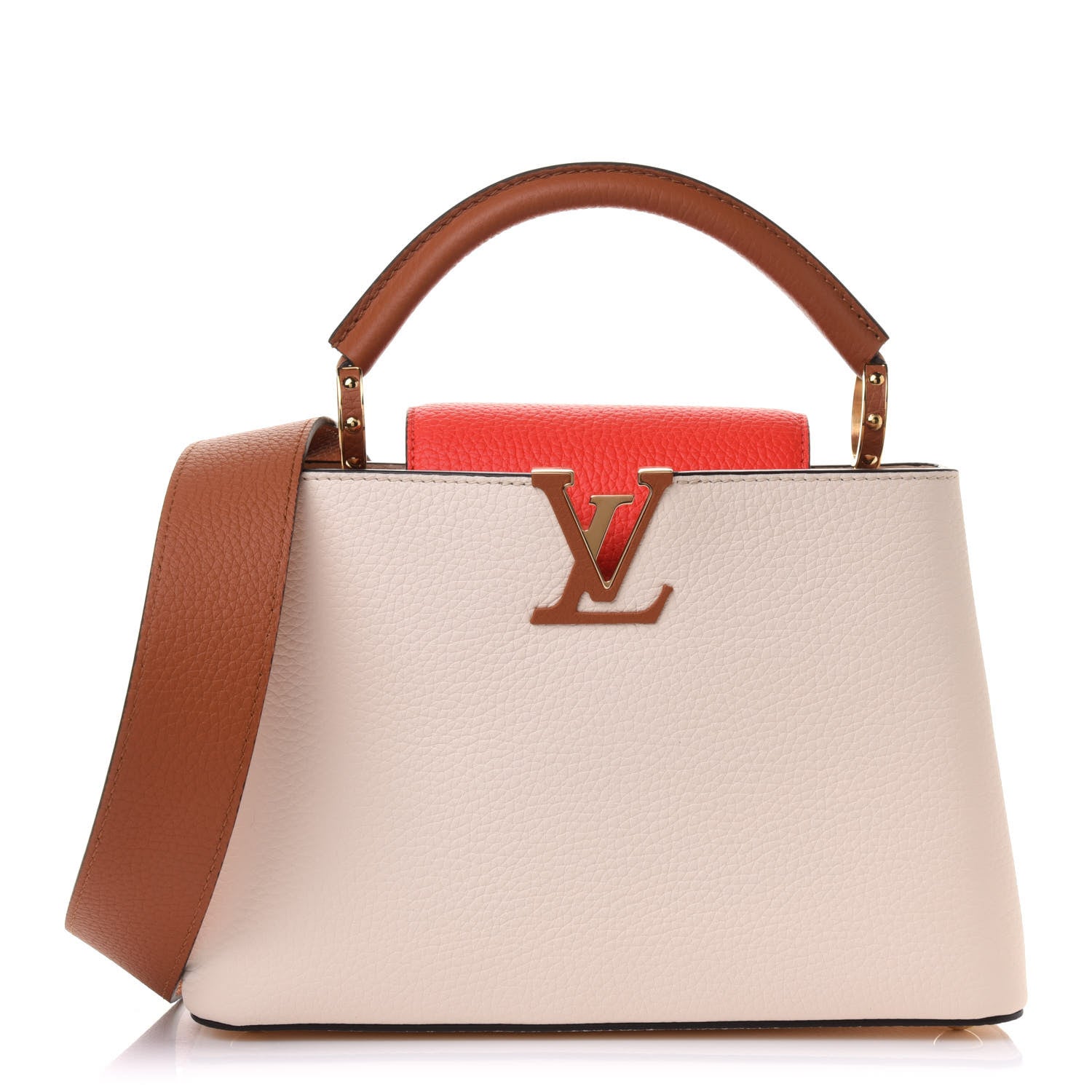 Louis Vuitton Taurillon Capucines BB Vanilla Light Beige Sienna Brown Tonic Orange 1 of 11