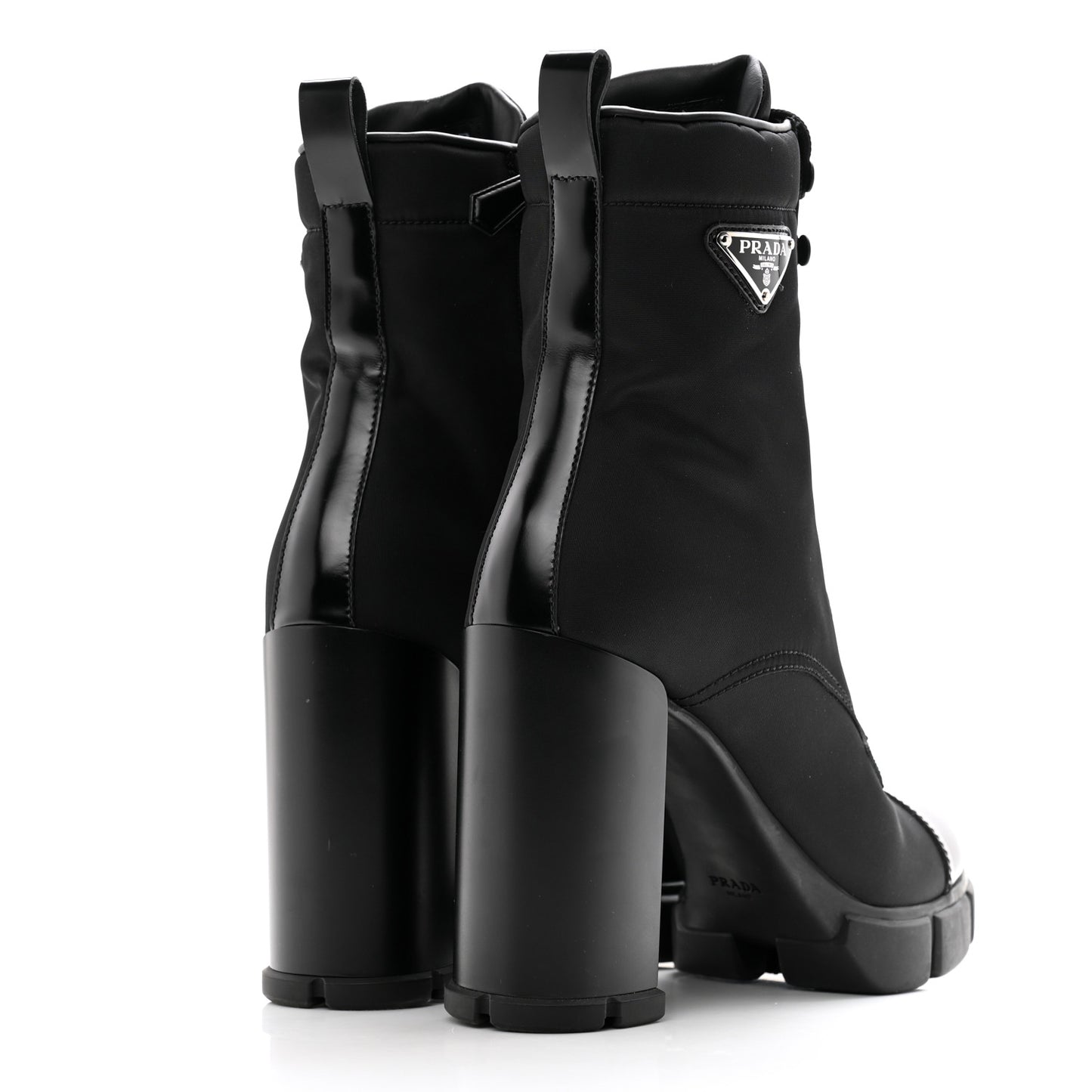 Spazzolato Re-Nylon Metal Triangle Logo 110mm Ankle Boots 40 Black