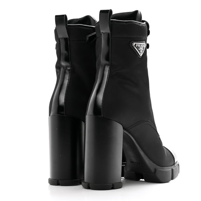 Prada Spazzolato Re-Nylon Metal Triangle Logo 110mm Ankle Boots 40 Black 4 of 14