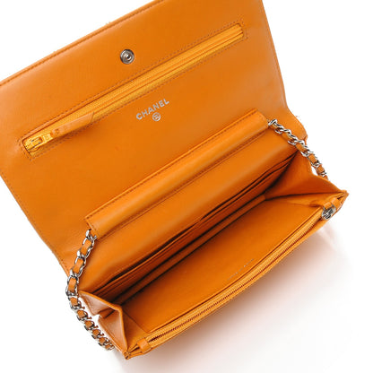 Chanel Patent Quilted Wallet On Chain WOC Orange 5 of 12