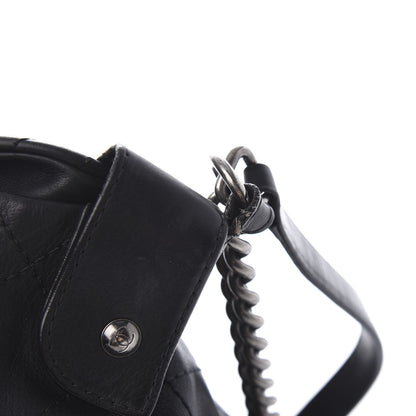 Chanel Calfskin Stitched Double Zip Hobo Black 11 of 12