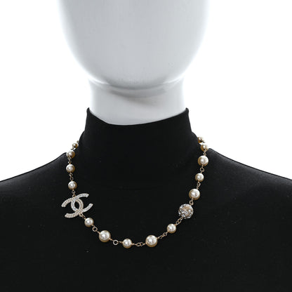Chanel Pearl Crystal CC Short Necklace Gold 2 of 5