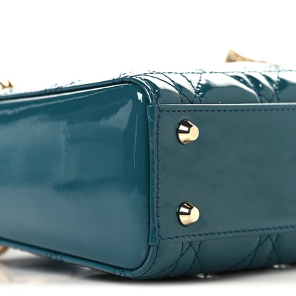 Christian Dior Patent Cannage Mini Lady Dor Blue 9 of 10