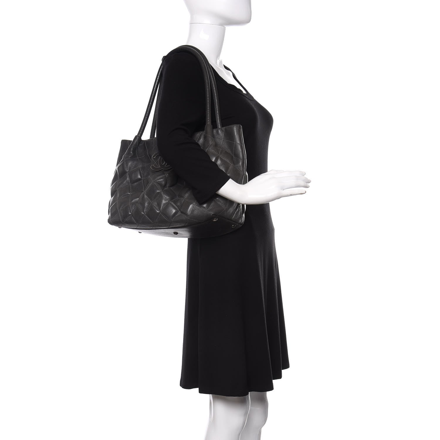Chanel Calfskin Small Sloane Square Tote Black 2 of 16