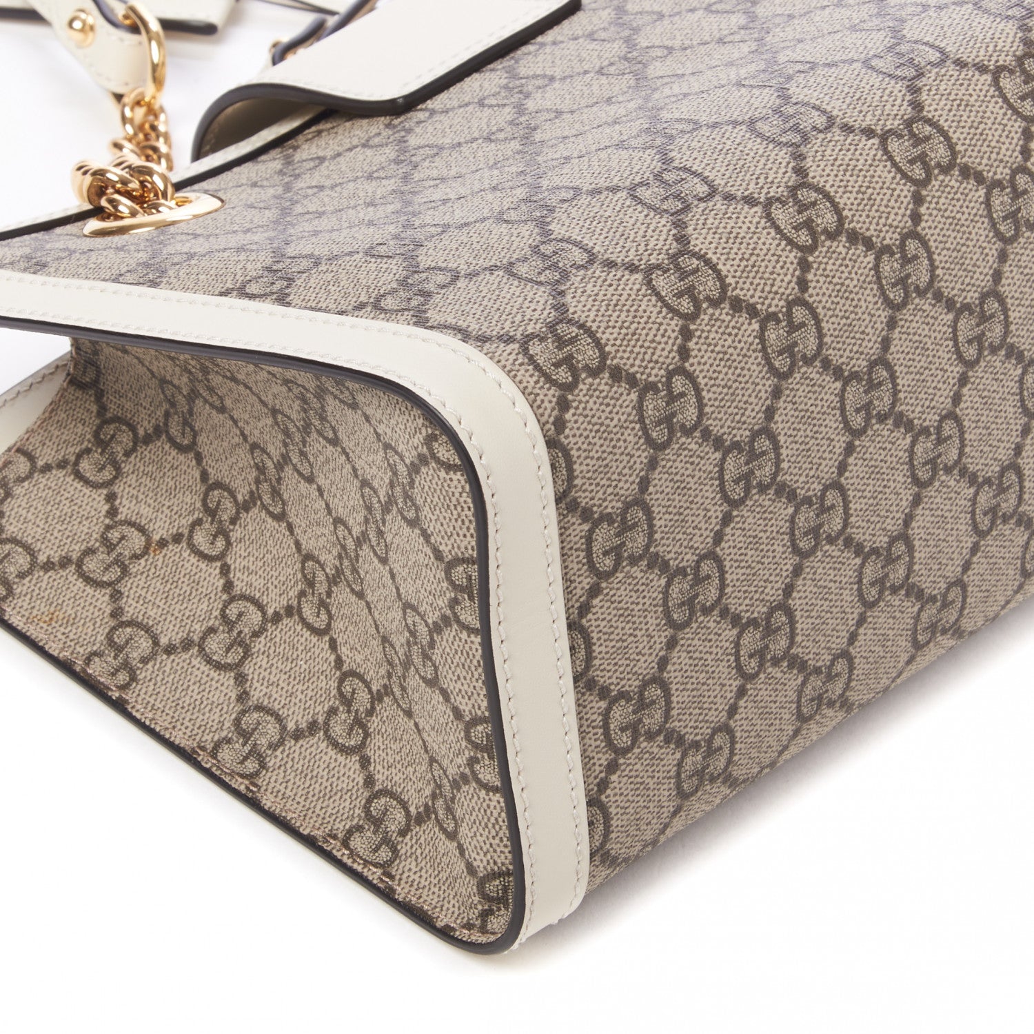 Gucci GG Supreme Monogram Moon Calfskin Small Padlock Tote Beige Ebony Mystic White 6 of 9