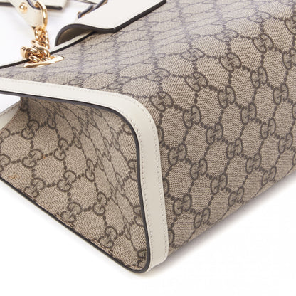 Gucci GG Supreme Monogram Moon Calfskin Small Padlock Tote Beige Ebony Mystic White 6 of 9