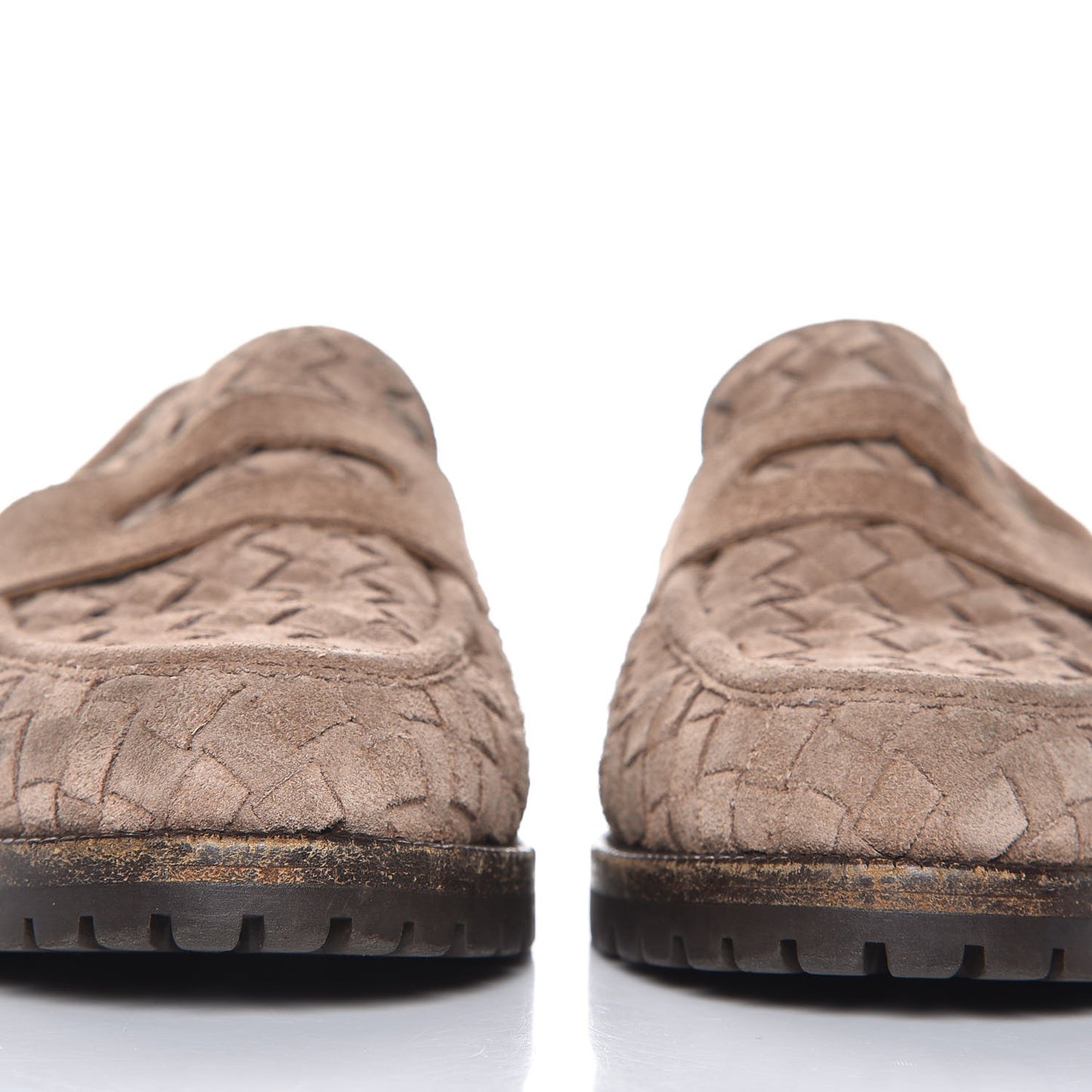 BOTTEGA Suede Intrecciato Penny Loafers 8.5