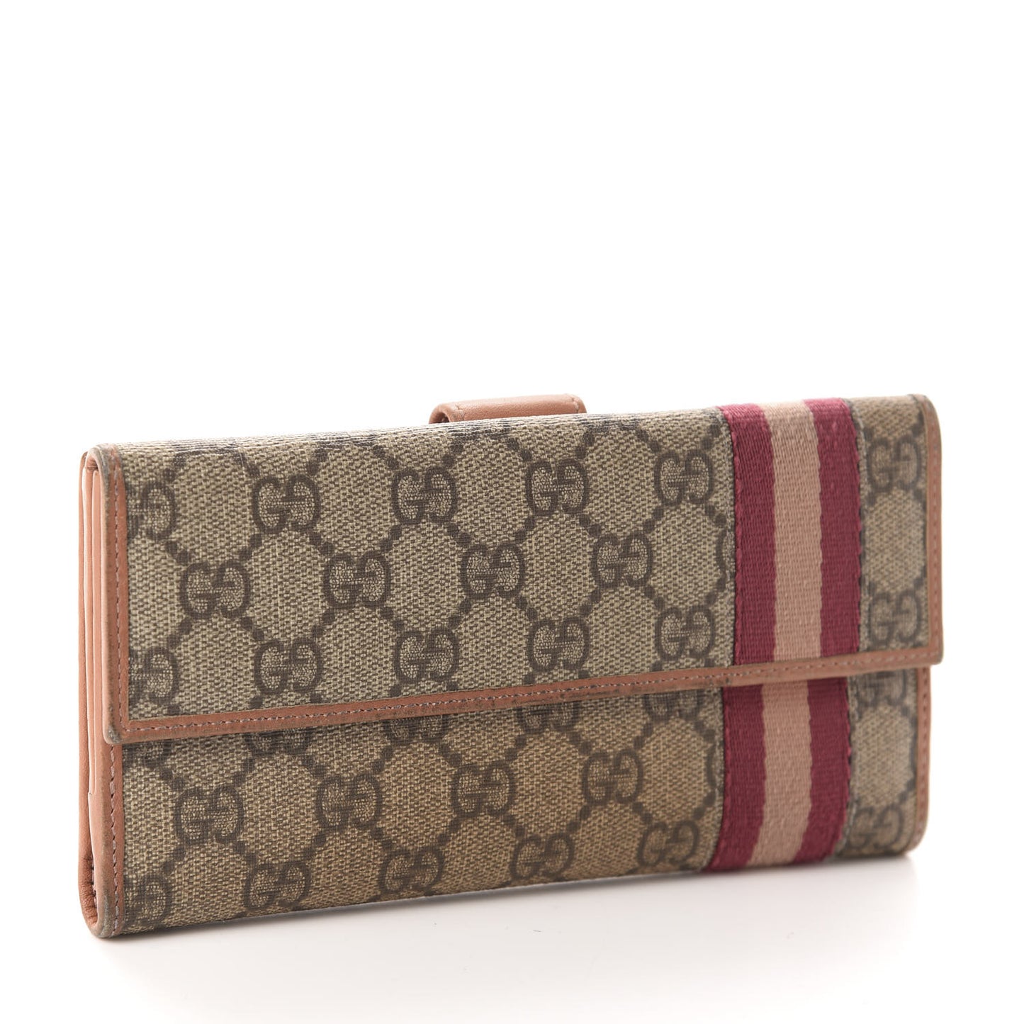 GG Supreme Monogram Web Continental Wallet Pink